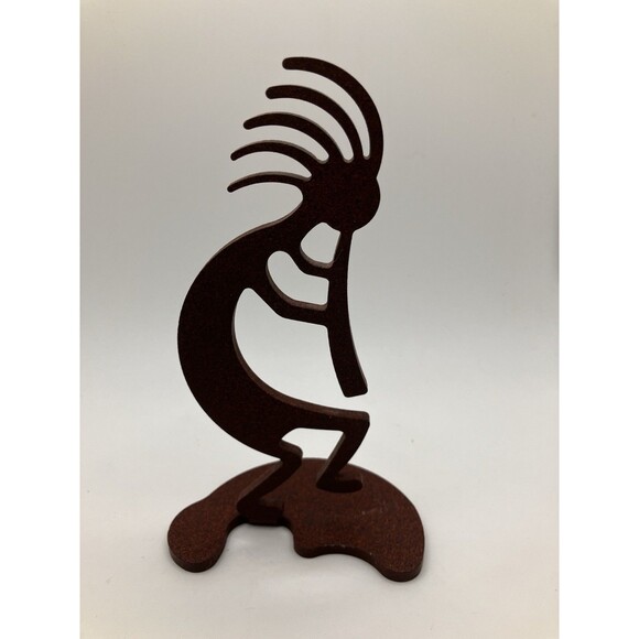 Kokopelli Metal Art Native American Flute Figure 6” Tall Statue - Picture 2 of 4
